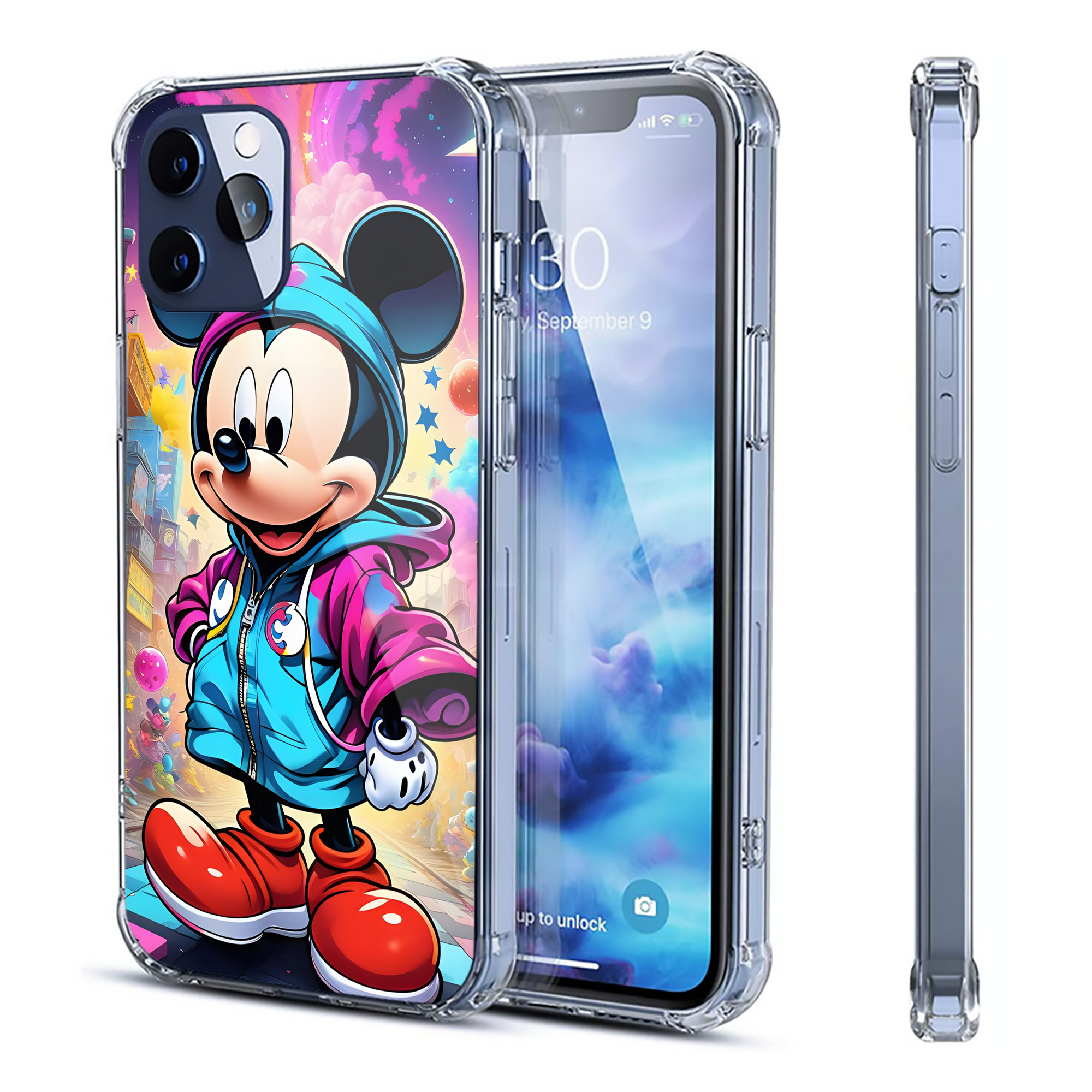 （画像用） ミッキーマウス Mickey Mouse 【iPhone 12シリーズ対応】透明スマホケース（クリアソフトケース）
